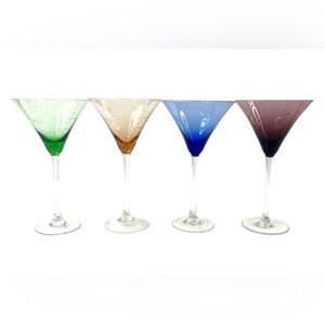 NEW Lenox Swirl Martini Glasses Tuscany Seasons Green Cobalt Amber Amethyst